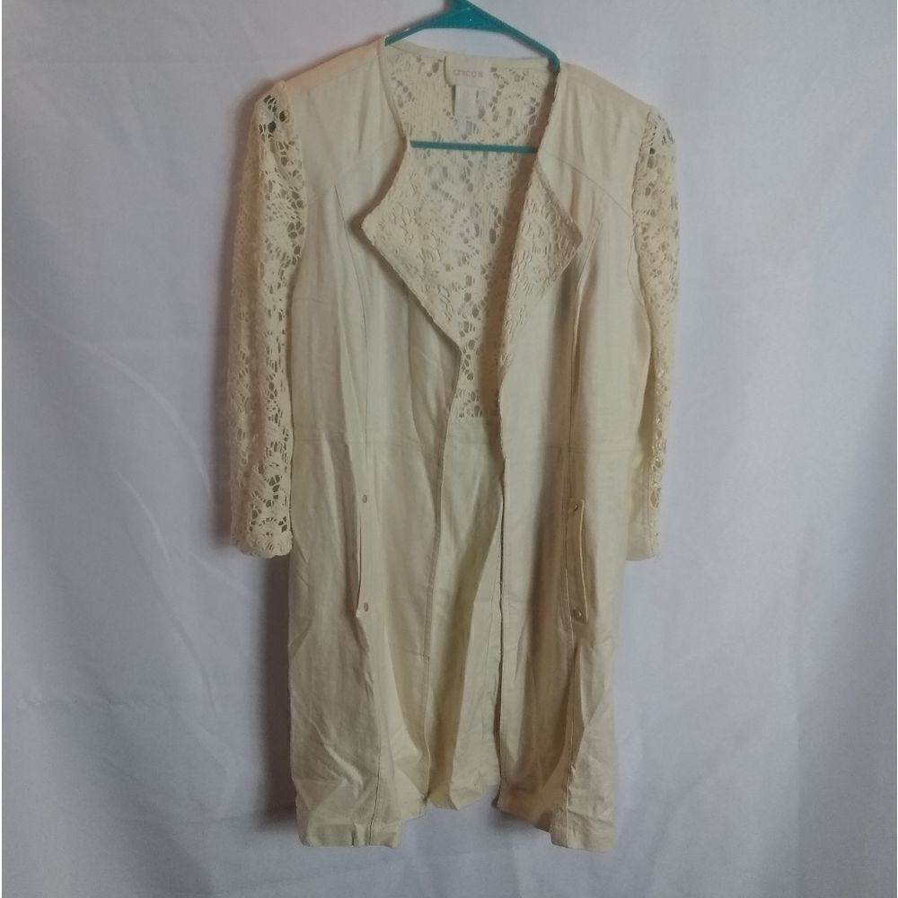 Chico's linen and lace cardigan